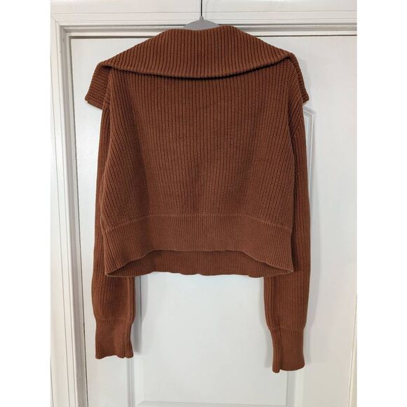 Varley Mentone Half-Zip Knit Pullover Sweater women's large brown ribbed knit‎ - Picture 9 of 9